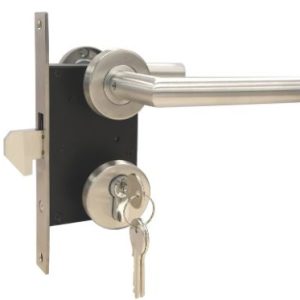 Haak cilinderslot (voor schuifpoorten) compleet RVS