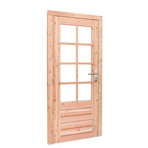 Douglas enkele 8-ruits deur inclusief kozijn,  900mm x 2010mm, onbehandeld