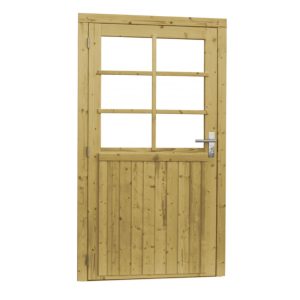 Vuren enkele 6-ruits deur extra breed inclusief kozijn, 1120mm x 2010mm, groen geïmpregneerd