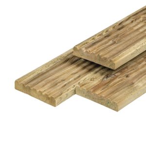 Geïmpregneerde vlonderplank grof en fijn profiel 28 x 145 mm