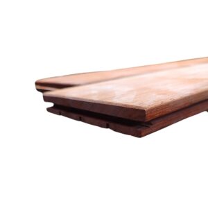 Padoek glad geschaafd met B-fix profiel kopse kant mes en groef 22 x 140 lengte 800mm  *actie*